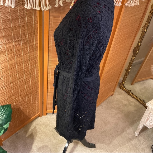 Vintage BENETTON Crochet Cardigan Belted - Picture 7 of 12